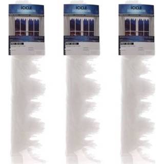 👉 Slinger wit kunststof 3x Ijspegel Slingers 5 Meter - Kerstversiering Ijspegelranden 3 Stuks 8720147540901