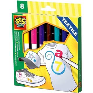 👉 Stift textiel stof 8x Gekleurde Ses Stiften - Viltstiften T-shirts Kleuren/tekenen Hobbymateriaal/knutselmateriaal 8720147743166