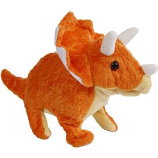 👉 Oranje pluche jongens Dinoworld Loopdino Triceratops 13 Cm 8713219360248