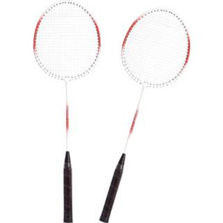 👉 Badmintonset rood wit Rood/wit Met Rackets Shuttles En Opbergtas 66 Cm - Voordelige Badminton Set 8720276028998