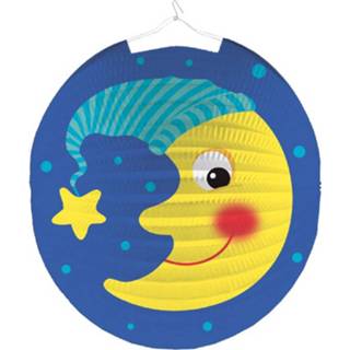 👉 Lampion blauw geel papier Amscan Maan 25 Cm Blauw/geel 13051736613