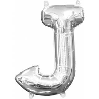 👉 Folieballon zilver zilverkleurig Amscan Letter J 22 X 33 Cm 26635330305