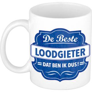 👉 Beker wit blauw volwassenen De beste loodgieter dat ben ik cadeau mok / met embleem 300 ml