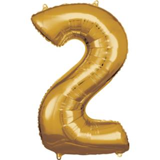 👉 Folieballon goud goudkleurig Amscan 50 X 88 Cm Nummer 2 192937141953