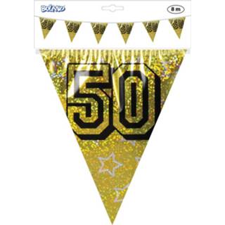 👉 Vlaggenlijn gouden karton goudkleurig 3x Bruiloft 50 Jaar 8 Meter - Jubileum Decoratie Sarah/abraham Versiering 8720147989373