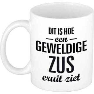 👉 Koffiemok wit keramiek Dit Is Hoe Een Geweldige Zus Eruitziet Cadeau / Theebeker - 300 Ml Verjaardag Bedankje 8720276262644