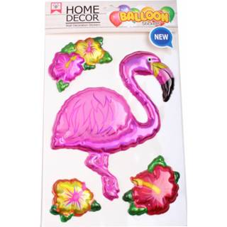 👉 Home Decor Dikke Stickers Flamingo 25 X 15 Cm Folie Roze 4-delig