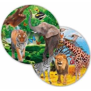 👉 Bord karton multikleur kinderen 24x Stuks Safari/jungle Thema Kinderfeest Bordjes 23 Cm - Dieren Feestartikelen 8720276127547