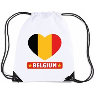 👉 Rugzak wit nylon Belgie Rijgkoord Rugzak/ Sporttas Met Belgische Vlag In Hart 8719538509481