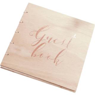 Gastenboek houten rose goud papier - (32 Pagina's) 5055995928254