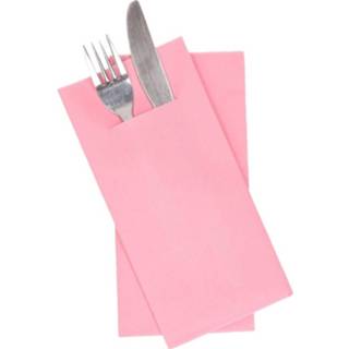 👉 Servet roze papier 12 Stuks Lichtroze Servetten Met Zakje Voor Bestek 40 Cm 8719538571174