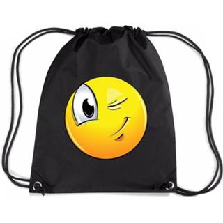 👉 Rugzak zwart nylon Emoticon Knipoog Rugzak/ Sporttas Met Rijgkoord 8719538512313