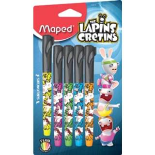 👉 Markeerstift wit Maped Fluo'peps Pen Lapins Cretins, Blister Met 5 Stuks In Geassorteerde Kleuren 3154147340158