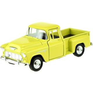👉 Modelauto geel metaal Chevrolet 1955 Stepside 1:34 8719538728677