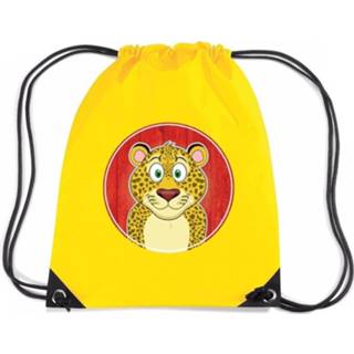 Rugtas geel nylon kinderen Luipaarden Rijgkoord / Gymtas - 11 Liter Voor 8719538527553