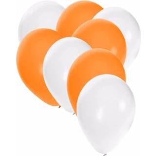 👉 Ballon wit oranje witte multikleur 30x Ballonnen En - 27 Cm / Versiering 8718758792437