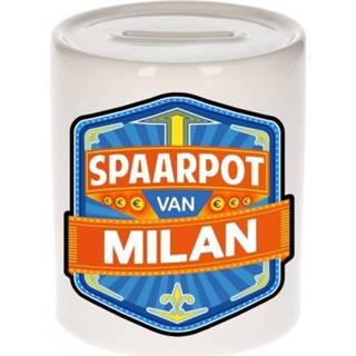 👉 Spaarpot keramiek multikleur kinderen Kinder Voor Milan - Naam Spaarpotten 8719538344792