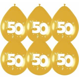 Ballon gouden goudkleurig 12x Ballonnen Thema 50 - Feestartikelen Abraham/sarah 8719538487079