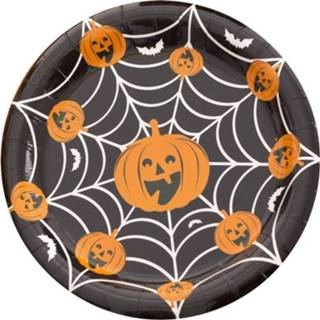 👉 Bord karton multikleur 10x Halloween Pompoen Bordjes - Wegwerpbordjes 8719538681422