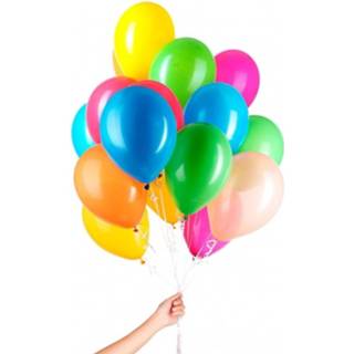 👉 Heliumballon multikleur 30x Gekleurde Heliumballonnen Met Lint 8719538811195