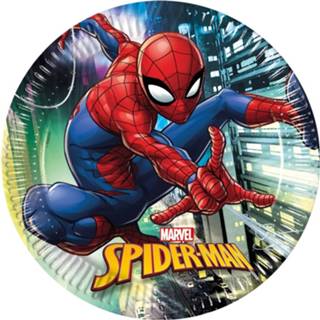 👉 Bord papieren papier multikleur kinderen 8x Marvel Spiderman Themafeest Bordjes/borden 23 Cm - Gebaksbordjes Kinderfeestje Tafeldecoraties 5201184894453