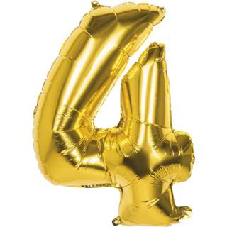 👉 Folieballon goud goudkleurig Boland Cijfer 4 Latex Helium 86 Cm 8712026220240