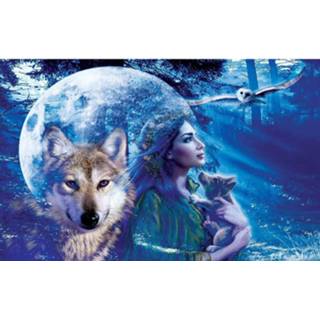 👉 Vrouwen Diamond Painting Pakket Vrouw Met Wolf En Uil - Volledig Full 25x30 Cm Seos Shop ® 7426844996775