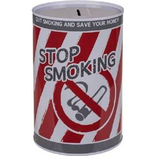 Spaarpot blikken metalen metaal rood Stop Smoking 10 X 15 Cm - Blikken/metalen Spaarpotten Stoppen Met Roken 8720147682199