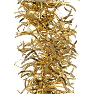 👉 Folie goud gouden kunststof x goudkleurig 1x Kerstslingers Golvend 10 Cm Breed 270 - Guirlande Lametta Kerstboom Versieringen 8719538918894