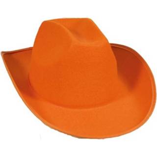 👉 Cowboyhoed oranje vilt stof Koningsdag Western Van - Hoeden Voor Volwassenen 8720147725018