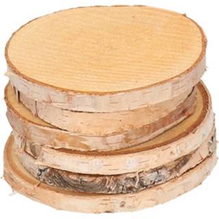 👉 Onderzetter wit houten hout 6x Boomschijven Onderzetters - 11 Cm 8720147510157