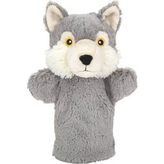 👉 Handpop grijze pluche polyester grijs kinderen Wolf Knuffel 24 Cm - Wolven Wilde Dieren Knuffels Poppentheater Speelgoed 8720147049015