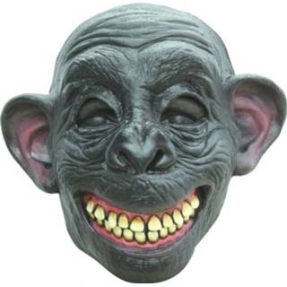 👉 Gezichtsmasker zwart PVC Partychimp Chimpansee Happy One-size 886390271608
