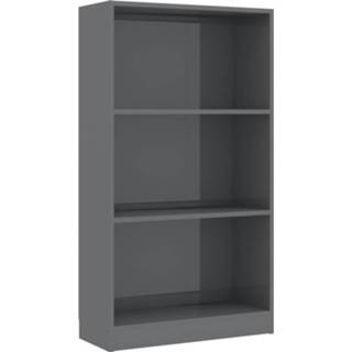 Boekenkast grijs steigerhout Vidaxl 3 Schappen 60x24x108 Cm Spaanplaat Hoogglans 8719883787763