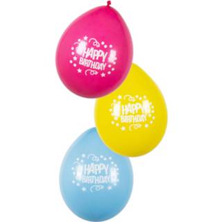 👉 Ballon blauw Boland Ballonnen Happy Birthday 25 Cm Latex 6 Stuks 8712026310040