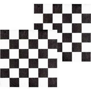 👉 Servet zwart wit papier multikleur 24x Finish Auto Racing Servetten Zwart/wit Geblokt - Tafel Feestartikelen En Versiering 8720147574180