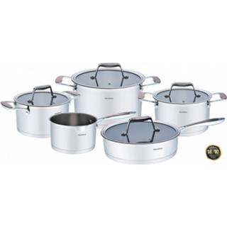 👉 Pannenset RVS zilverkleurig Klausberg 7229 - 9 Delig Alle Warmtebronnen 5902666612298