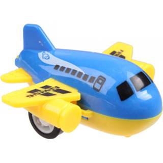 Vliegtuig blauw geel kunststof jongens Lg-imports F-ii 5 Cm Pull-back Blauw/geel 8719817693269