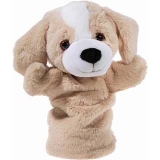👉 Handpop beige pluche polyester kinderen Honden Knuffel 25 Cm - Hondjes Dieren Knuffels Poppentheater Speelgoed 8720147908688