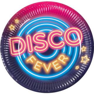 👉 Papier multikleur Boland Bordenset Met Tekst 'Disco Fever' Junior ?23 Cm 6 Stuks 8712026007605