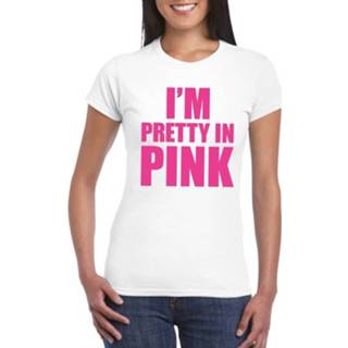 👉 Shirt roze wit synthetisch XS vrouwen I Am Pretty In Pink Voor Dames 8719538944336