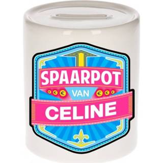 👉 Spaarpot keramiek multikleur kinderen Kinder Voor Celine - Naam Spaarpotten 8719538522558