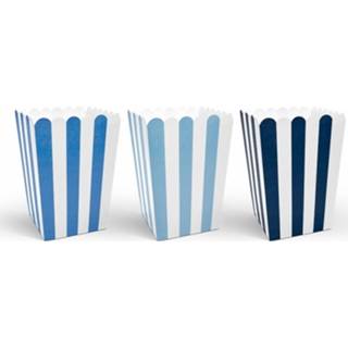 👉 Popcorn blauw papier multikleur 6x Gestreepte Bakjes 5902230712287