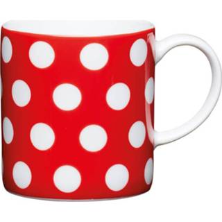 👉 Espressokopje rood porselein crème Espresso Kopje - Polka Dot 80ml Kitchencraft 5028250663474