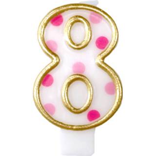 👉 Verjaardag kaarsje roze goud Haza Original Verjaardagskaars Cijfer 8 Goud/roze 6 Cm 8711319040084