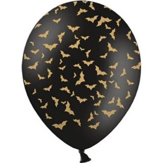 👉 Halloween ballon zwart gouden multikleur 6x Zwart/gouden Ballonnen 30 Cm Met Vleermuizen Print 5902230780835