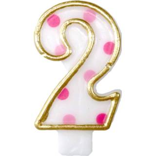 Verjaardag kaarsje roze goud Haza Original Verjaardagskaars Cijfer 2 Goud/roze 6 Cm 8711319440020