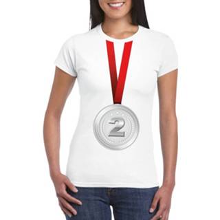 👉 Medaille wit zilveren synthetisch XS vrouwen Kampioen Shirt Dames - Winnaar Nr 2 8719538934641