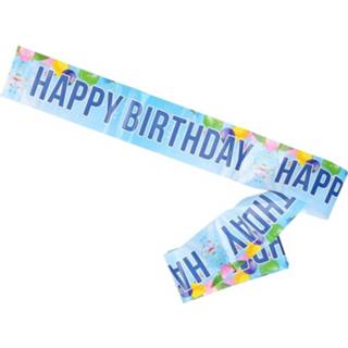 👉 Blauw kunststof Verjaardag Afzetlint/markeerlint/slinger Happy Birthday 10 Meter - Feest En Versiering 8720147006117