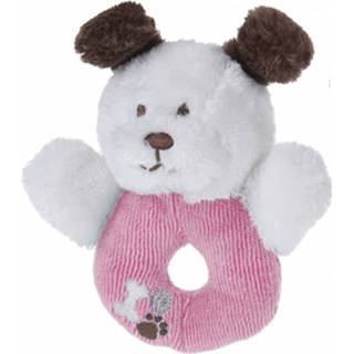 👉 Grijpring roze wit pluche textiel Tender Toys Hondje 12 Cm Roze/wit 8719817353989